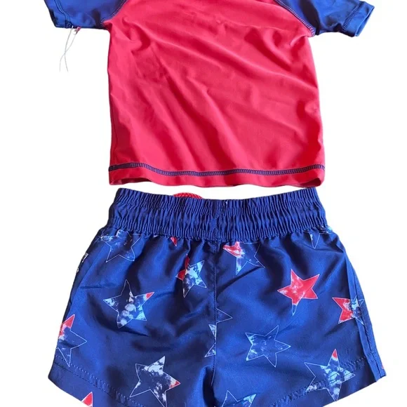 Tommy Bahama Kids Toddler Boy Patriotic Swim Top and Swim Trunks - Picture 4 of 7